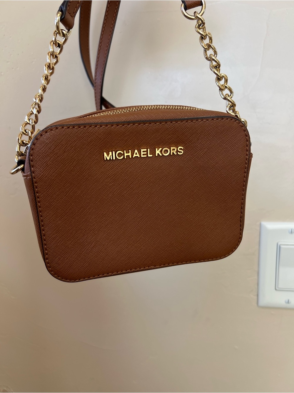 Michael Kors Brown mini Crossbody with Gold Chain